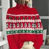 Nueva sudadera de cuello alto para otoño e invierno, suéter navideño de manga larga con cuello camisero estampado
