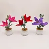 Flor de Forsitia Artificial Tejida a Mano con Ganchillo de Lana Terminada Transfronteriza en Maceta Ramo Tejido Decoración de Escritorio para el Hogar