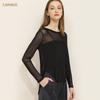 CANVAUS nuevo top de malla hueca de manga larga suelto con cuello redondo para mujer, otoño, para llevar por encima, para mujer, en stock, al por mayor