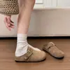 Hebilla de Cinturón Boken Moda Cómodas Nuevas Simples Otoño 2026 Versátiles Suela Suave Zapatillas de Punta Cerrada Zapatillas de Suela Gruesa Mujer