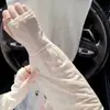 Mangas de Seda Gelada Finas de Verão com Flor Renda Jacquard Soltas Mangas de Braço Proteção UV Mangas de Gelo Femininas