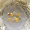 Temática de otoño, que induce dopamina, amarillo lechoso, ovalado corto, estilo francés, de lunares, nueva colección otoño/invierno, arte de uñas hecho a mano