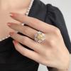 Nuevo trémolo de comercio exterior transmisión en vivo lujo luz de lujo simple quilate imitación color diamante amarillo anillo de circón de seis flores al por mayor mujeres