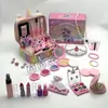 Venta Caliente Transfronteriza Juego de Imitación Infantil Bolsa de Almacenamiento de Belleza de Unicornio Colorido Lápiz Labial Sombra de Ojos Esmalte de Uñas Juguetes para Niñas