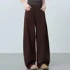 Pantalones de algodón lavado para mujer con pierna curva, nueva colección otoño 2026, 100% algodón con bolsillos laterales, adecuados para la oficina, con diseño de botón y estilo casual