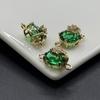 Pendientes con doble conector colgante de circonita de cristal DIY, accesorios de joyería, cadena de circonita ovalada con microincrustaciones que conserva el color de cobre