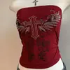 Regata Y2K Subcultura para Mulheres, Top Cropped Versátil de Nicho para Garotas Spicy com Estampa de Padrão Dark Personality, Estilo de Rua