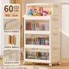 Gabinete de Almacenamiento con Puertas Dobles Engrosadas, Caja de Almacenamiento para Snacks y Juguetes, Caja de Almacenamiento Misceláneo para Dormitorio con Ruedas, Gabinete Organizador, Gabinete de Almacenamiento