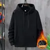 Sudadera con Capucha Chaqueta para Hombre Moda Coreana Otoño e Invierno Versátil Color Sólido Forro Polar Cálida Holgada Talla Grande Sudadera con Capucha Moderna