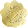 Adesivos com Estampagem Dourada, Adesivos Relevo Prata Fosco, Adesivos Decorativos, Adesivos Selo para Envelope em Formato de Coração Dourado, Adesivos de Selagem