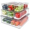 Zhang Bow Contenedor de Almacenamiento para Refrigerador de Diez Piezas Transfronterizo Pet Grado Alimenticio Crisper con Escurridor Organización de Cocina Transparente