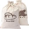 En stock Tela de Algodón Bolsa de Pan con Cordón Reutilizable Bolsa de Pan con Cordón Empaque de Masa Plana Bolsa de Paquete de Algodón y Lino