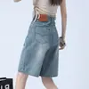 Shorts de Mezclilla Delgados de Cintura Alta para Mujer, Verano Retro, Pantalones de Longitud Media Adelgazantes, Pantalones Deportivos Sueltos de Pierna Ancha, Pantalones de Cinco Puntos Estilo Americano