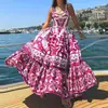 Nueva colección de otoño: Vestido largo estilo vacacional con tirantes, novedades transfronterizas 2026, ropa para mujer, elegante vestido casual estampado