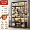 Estantería de Madera Maciza Estilo Chino para Exhibición de Té, Gabinete de Almacenamiento Adorno Divisor para Sala de Té, Gabinete de Exhibición para Juego de Té