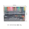Pluma de contorno de doble línea soñadora transfronteriza, Resaltador metálico para diario colorido, Tarjeta de Navidad dibujada a mano Bolígrafo arcoíris de 60 colores