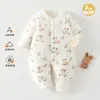 Mameluco para bebé, Clase A, acolchado de 40g, unisex, sin costuras, mameluco de apertura frontal, traje de gateo engrosado, ropa de otoño e invierno para bebé