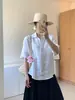 Yoyo Diary26 Verano 100% Lino Impulsado por el Diseño Color Sólido Cuello Polo Manga Corta Camisa Pulóver