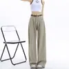Pantalones vaqueros blancos de pierna ancha estilo americano para mujer, novedad de 2024, cintura alta, adelgazantes, holgados, plisados y rectos.