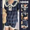 Pijama de Verano con Cuello de Muñeca, Deseo Puro, para Mujer, Suelto, Lindo, Floral Pequeño, Manga Corta, Seda de Leche, Niña Gorda, Traje Extranjero para Transmisión en Vivo