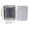 Bandeja de Almacenamiento de Acero Inoxidable, Bandeja para Platos Fríos, Bandeja Cuadrada de Fondo Plano, Bandeja para Arroz, Caja Cuadrada Sellada para Alimentos, Almacenamiento Utilizable en Refrigerador de Cocina