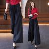 Pantalones Casuales Sueltos Adelgazantes de Pierna Ancha con Cintura Elástica, Elegantes y de Temperamento, Talla Grande, Populares para Primavera y Otoño 2025, Modernos y Lujosos