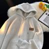 Sudadera con capucha de albaricoque para niños, primavera y otoño, americana, tendencia pesada, regular, para adolescentes, de moda, pulóver suelto para uso diario.