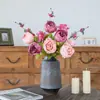 Flor Artificial Peônia Estilo Europeu Fio Central 13 Cabeças Decoração de Casa Flor de Peônia Dia dos Namorados Rosa Casamento Flor Artificial de Mão