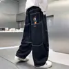 Calça Infantil de Comércio Exterior 2025 Novo Estilo para Meninos Maiores, Jeans com Costura Exposta para Primavera e Outono, Calça Reta Moderna e Fashion