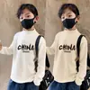 Y2328 # Camiseta Básica de Cuello Alto para Niños Manga Larga Otoño e Invierno 2025 Nuevo Estilo Top Térmico de Terciopelo por Ambos Lados