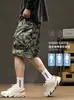 Shorts Camuflaje Casual de Verano Shorts Retro Geniales de Longitud Media con Bolsillos con Cremallera Shorts de Trabajo Pantalones de Cinco Puntos Sueltos de Secado Rápido para Hombre