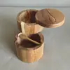 Tarro de bambú para condimentos con cuchara, tarro de sal, caja de almacenamiento para cocina, botella de condimentos, giratorio con succión magnética, venta caliente transfronteriza, al por mayor