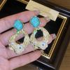 Brincos Exagerados Transfronteiriços Europeus e Americanos Recém-chegados com Diamante Pérola Flor Borla Brincos de Luxo Leve High-end Versáteis para Mulheres