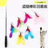 Cabezal de Repuesto para Pluma de Mascota Transfronterizo Caña de Pescar Ajustable de Tres Secciones Juguete para Gato con Pluma de Colores Diversión para Gato # #