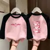 Camada Base Infantil Térmica Casual Roupa Íntima Patchwork Manga Longa Camiseta Gola Redonda Meninas Roupas Quentes de Outono Top Escovado