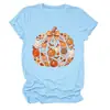Amazon eBay sitio independiente moda personalizada mujer cuadros estampado leopardo lazo calabaza cuello redondo manga corta camiseta