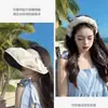 Sombrero de Protección Solar de Verano para Mujer, Protección Solar, Anti-UV, Parte Superior Abierta, Sombrero de Carcasa de Plástico Negro, Ala Ancha, Aro para Cabello Plegable, Sombrero para Exteriores