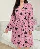 Pijamas de Nuevo Estilo Transfronterizos 2026, Lencería Sexy, Batas para Mujer, Estampado de Corazones, Ropa de Casa Tallas Grandes para Mujer, Ropa de Dormir al por Mayor