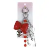 Llavero Colgante de Nudo de Cuero con Perlas, Accesorio para Bolsa de Llaves en Forma de Corazón, Llavero de Coche, Pequeño Regalo al por Mayor