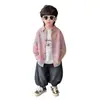 Camisa a Cuadros Holgada Casual para Niños 2026 Nueva Primavera/Verano Camisa de Manga Larga con Protección Solar para Niños, Chaqueta Versátil para Niños