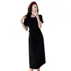 Vestido plisado de estilo coreano para mujer, de venta transfronteriza, simple, con cintura ajustable, adelgazante, de longitud media, talla grande, vestido tipo camiseta