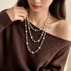 Collar Largo de Perlas Francés Lujo Ligero Diseño en Capas Sensación de Alta Gama Cadena para Suéter Accesorios de Venta Caliente Otoño Invierno para Mujer Venta al por Mayor