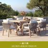 Balcón exterior de madera maciza, sofá de teca, mesa y silla de cuerda, patio, jardín, ocio, villa personalizada, terraza, silla de ratán para ocio.