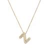 Nuevos Accesorios Collar Moda Transfronteriza Simple Largo Gema Cobre Zircón Cadena Hueso de Serpiente Letra Az Colgante Normcore