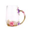 Ventas directas de fábrica taza de gran barriga de crisantemo rosa taza de corte en frío aleación de zinc resistente a altas temperaturas taza de flor vidrio esmaltado