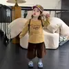 Ropa para Niños Maiyoyo para Bebés y Niños Pequeños Estilo Casual Coreano Divertido Perro Pequeño Estampado Pintado a Mano Dibujo Animado Camiseta de Manga Larga Base