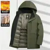 Directo de fábrica abrigo de algodón grueso y cálido de invierno para hombres de mediana edad y ancianos con capucha desmontable, chaqueta de algodón casual 6802
