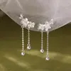 Pendientes de Borla con Flor de Nicho Estilo Coreano para Mujer, Modernos, Exquisitos, Lujo Ligero, Versátiles, Pendientes de Gama Alta, Nuevo Estilo 2025