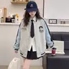 Casaco Feminino Outono 2026 Nova Moda Estilo Coreano Jaqueta de Outono Infantil para Meninas Mais Velhas Primavera e Outono Jaqueta de Baseball