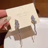 Pendientes Azules de Zirconia Super Hada para Mujer, Elegantes Pendientes de Mariposa con Perlas de Imitación, Diseño de Nicho, Sensación de Alta Gama, Pendientes Adelgazantes